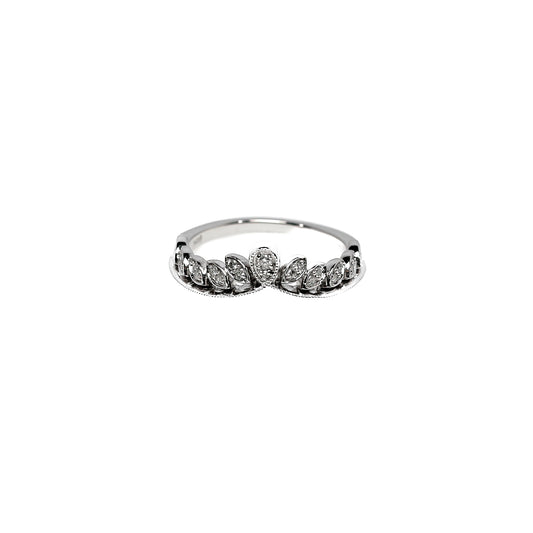 14k White Diamond Crown Ring