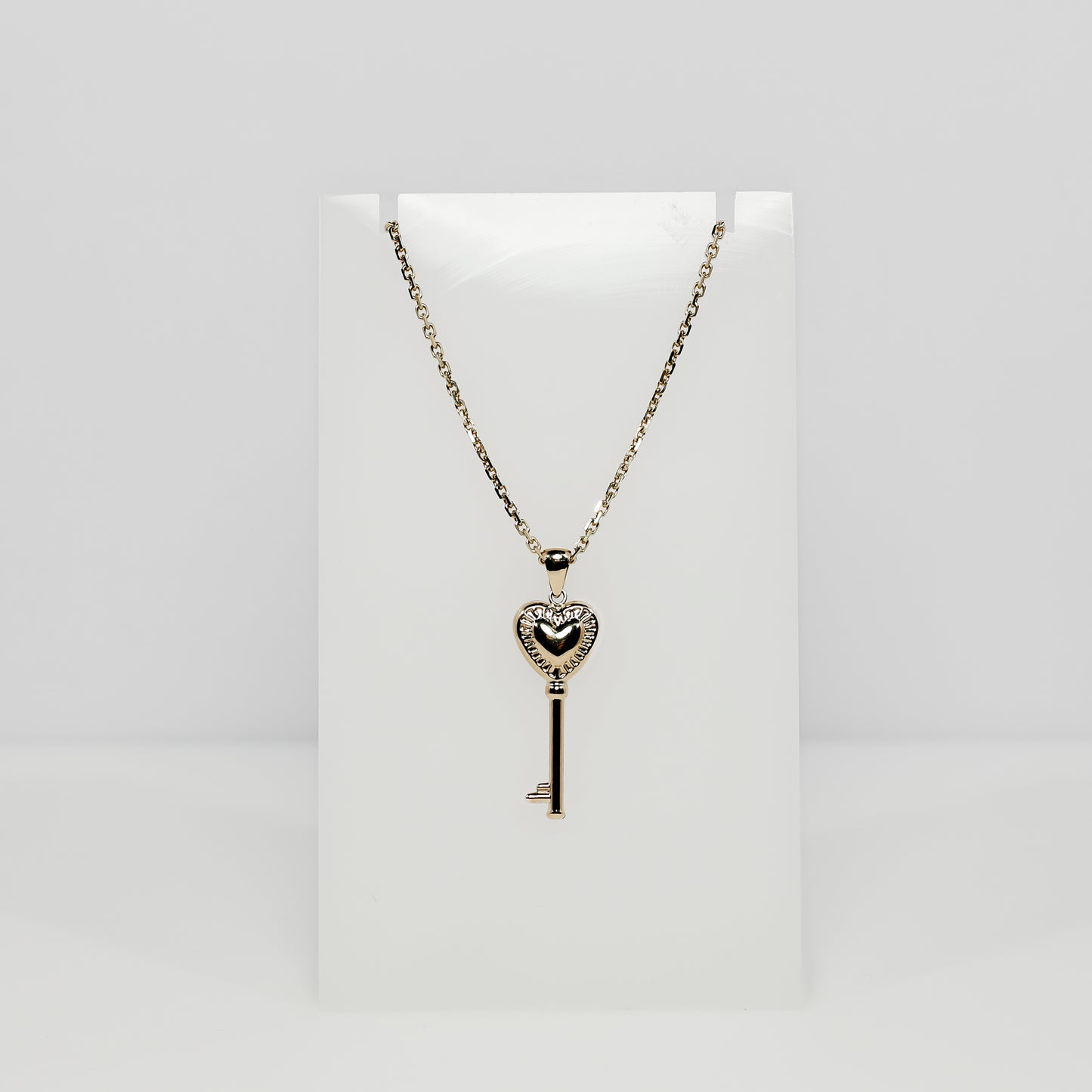14K Yellow Gold Heart Key Pendant