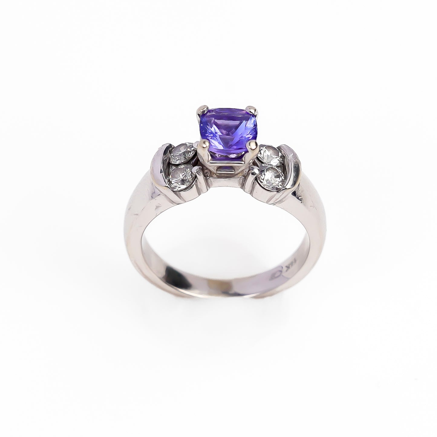 14k White Gold Tanzanite and Diamond Ring