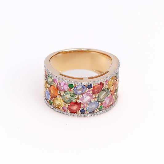 14K Effy Multicolored Sapphire and Diamond Ring