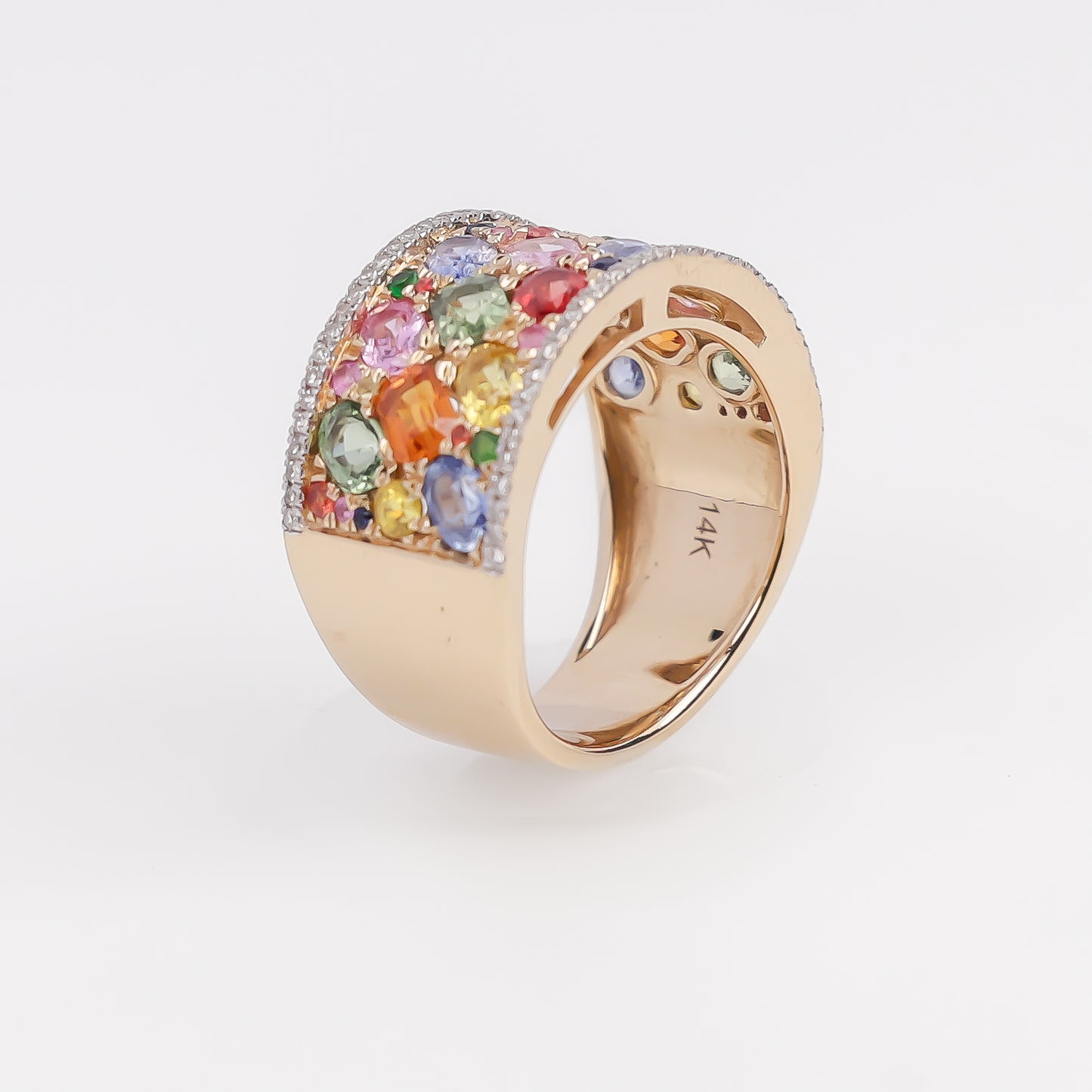 14K Effy Multicolored Sapphire and Diamond Ring