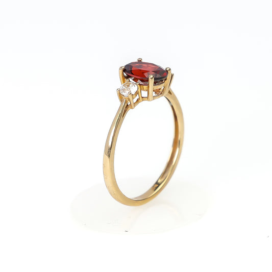 10K Gold Ring with Oval Red Stone