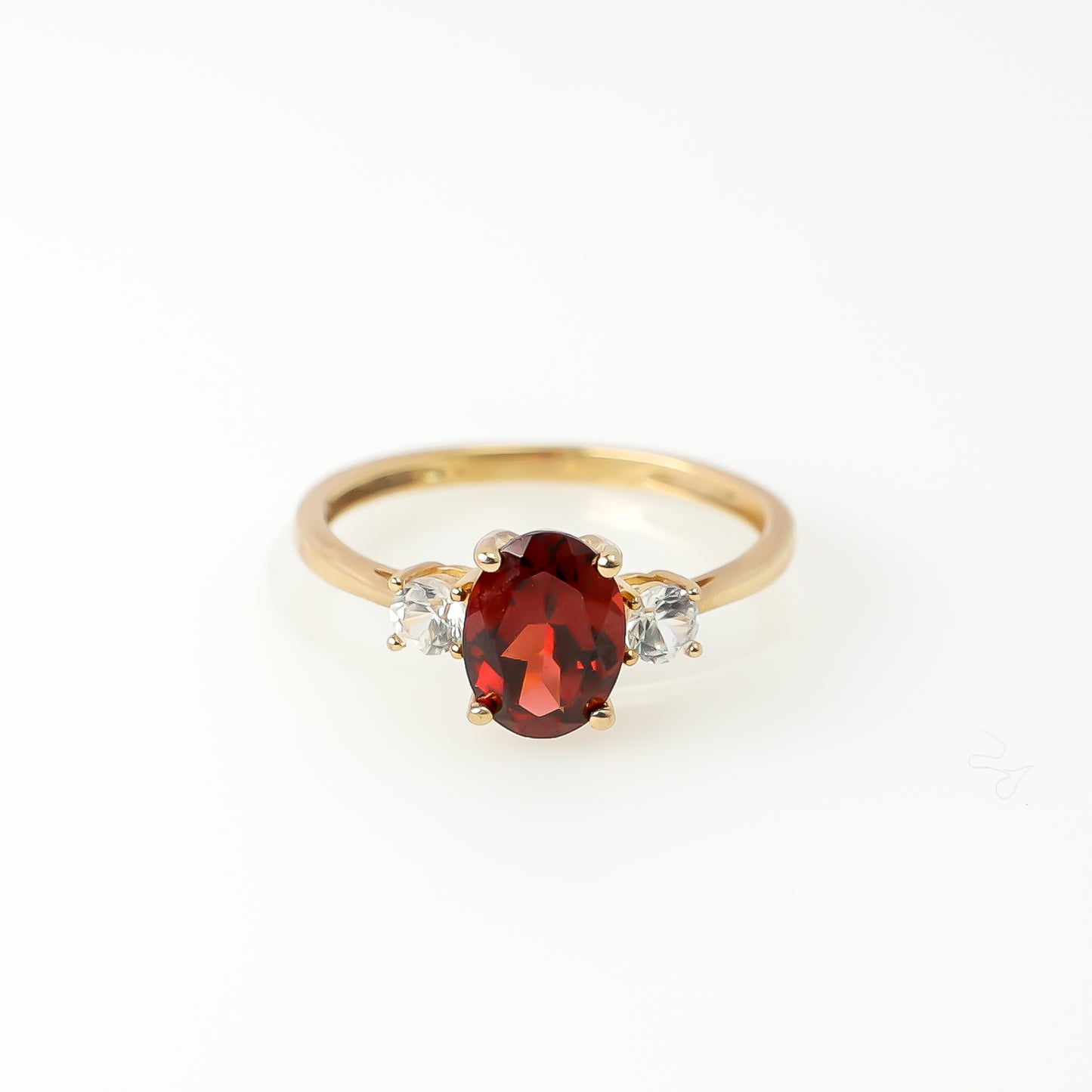 10K Gold Ring with Oval Red Stone