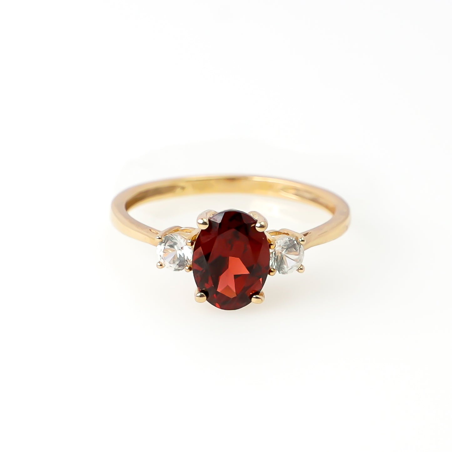 10K Gold Ring with Oval Red Stone