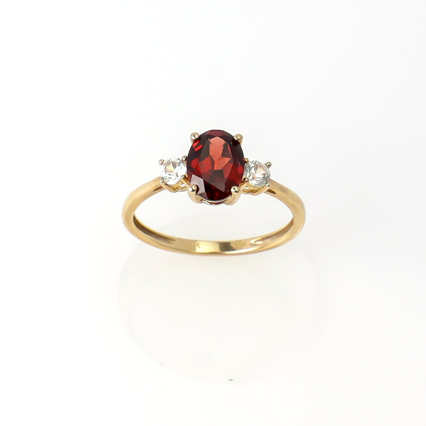 10K Gold Ring with Oval Red Stone