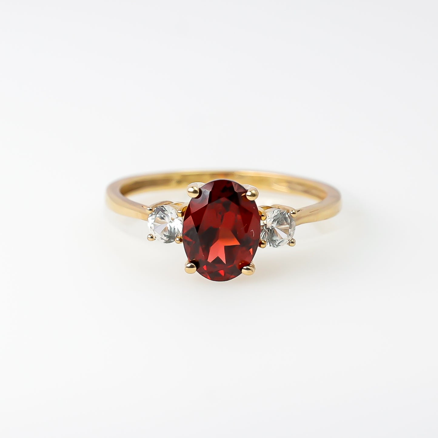 10K Gold Ring with Oval Red Stone