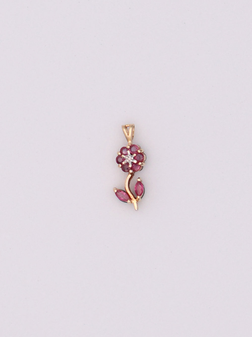14k Red/Blue Flower Pendant