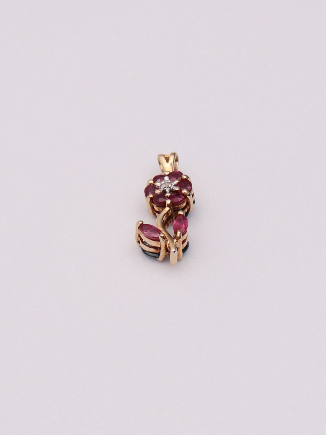 14k Red/Blue Flower Pendant