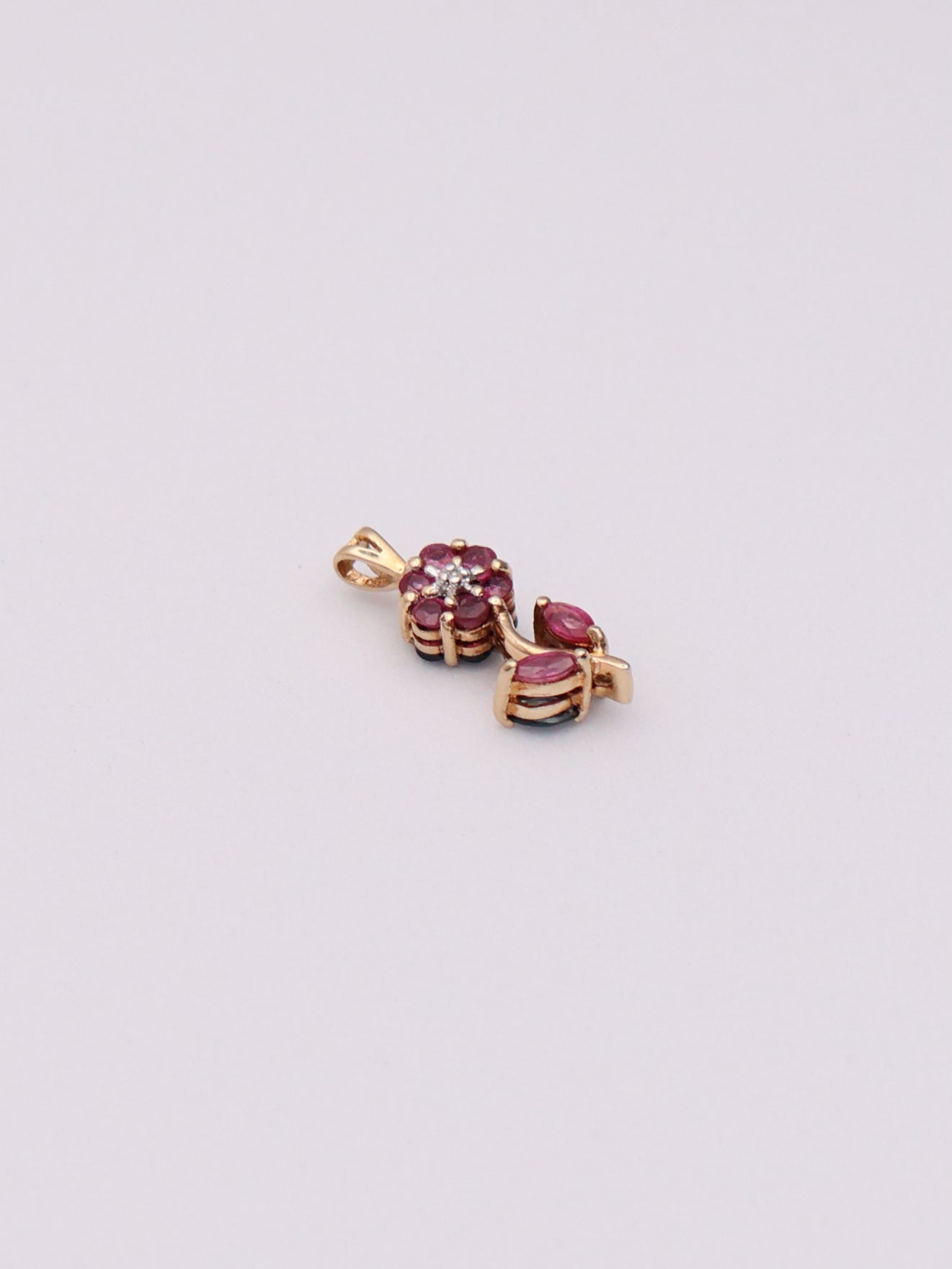 14k Red/Blue Flower Pendant