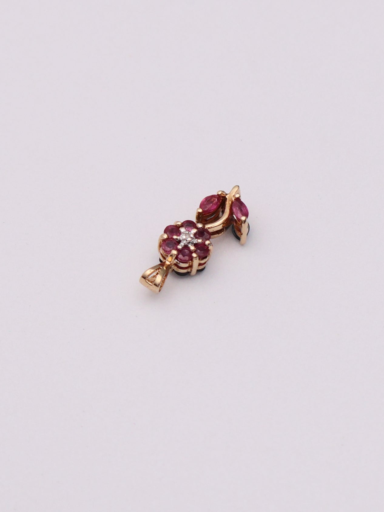 14k Red/Blue Flower Pendant