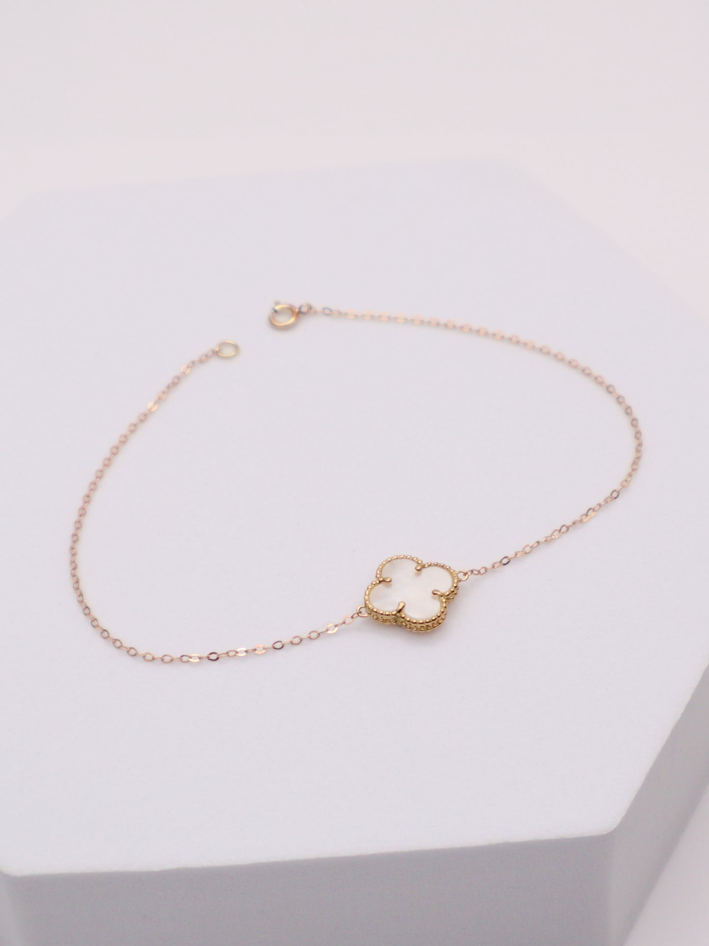 18k Gold White Clover Bracelet