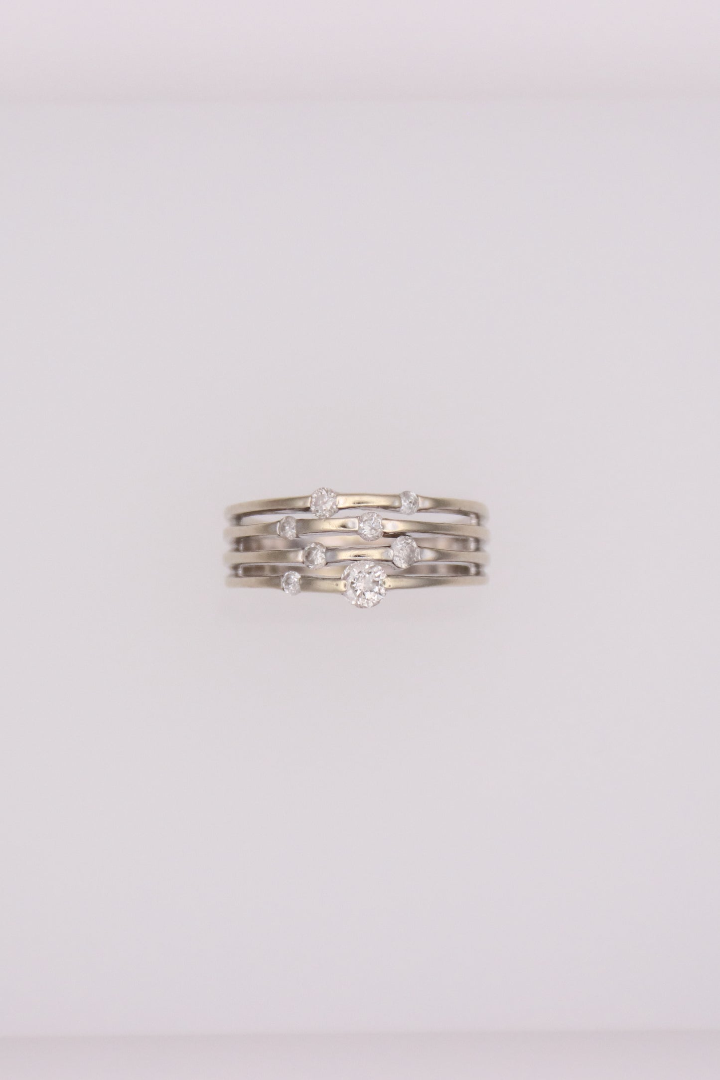 10K White Gold Diamond Layered Band