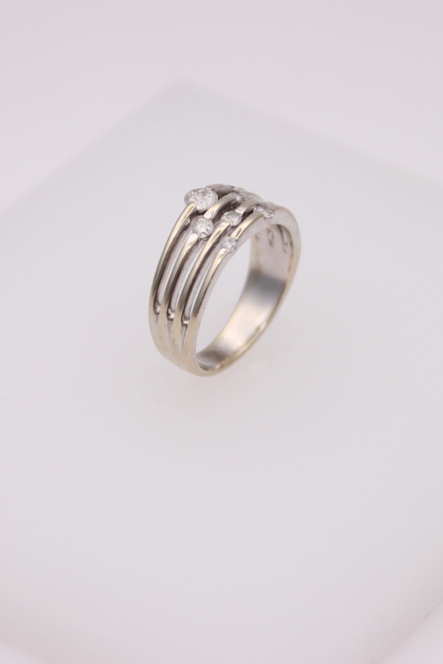 10K White Gold Diamond Layered Band