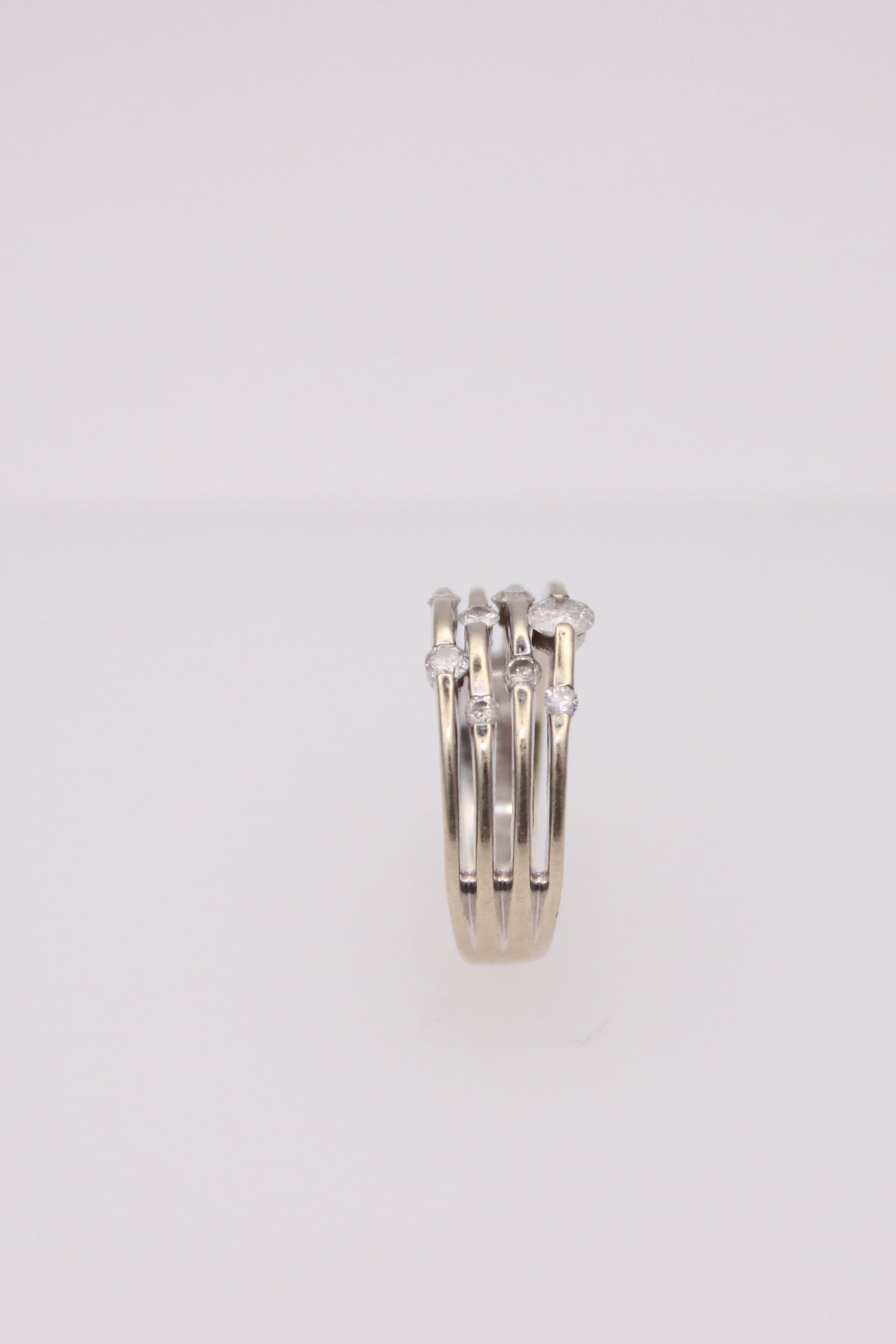 10K White Gold Diamond Layered Band