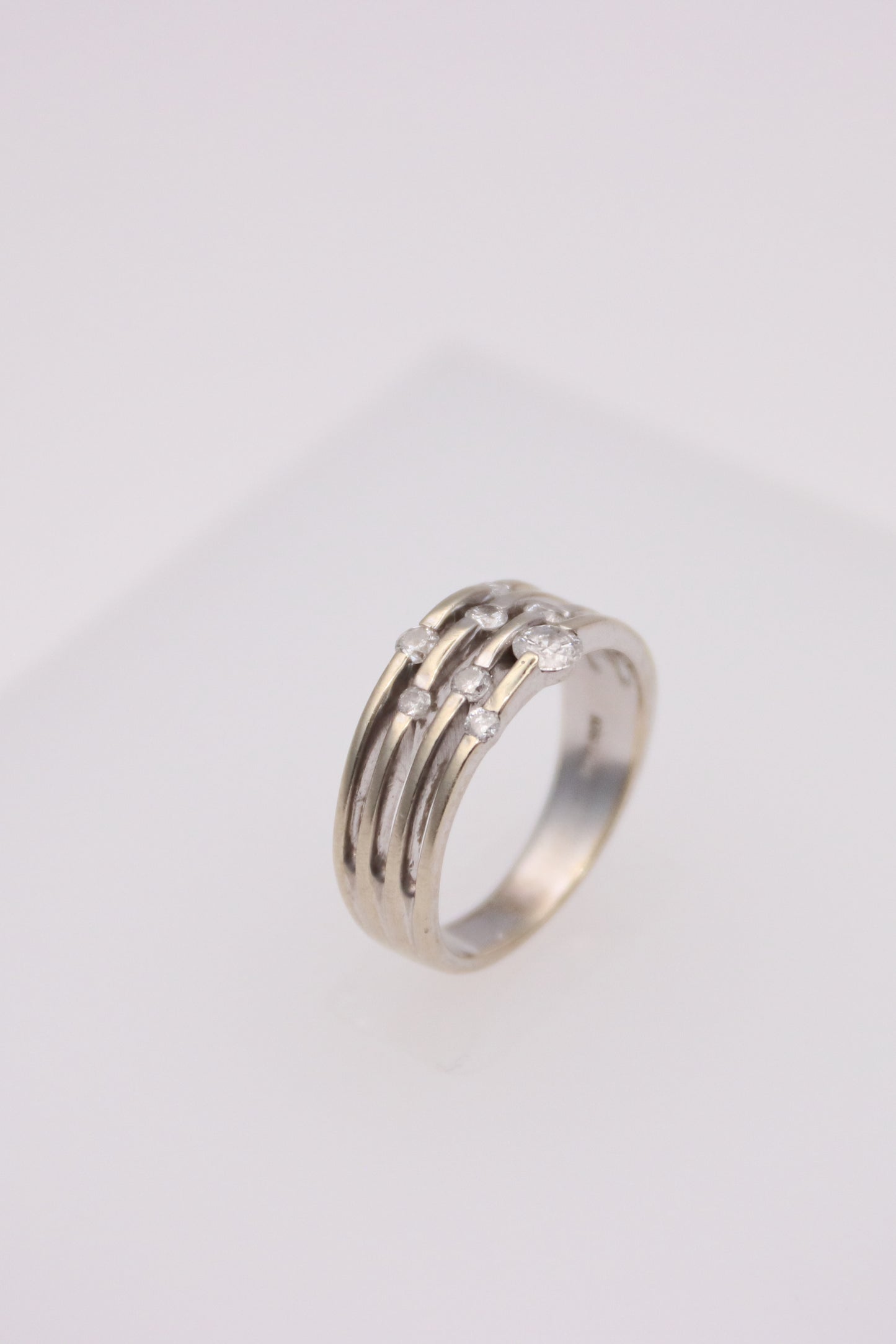 10K White Gold Diamond Layered Band