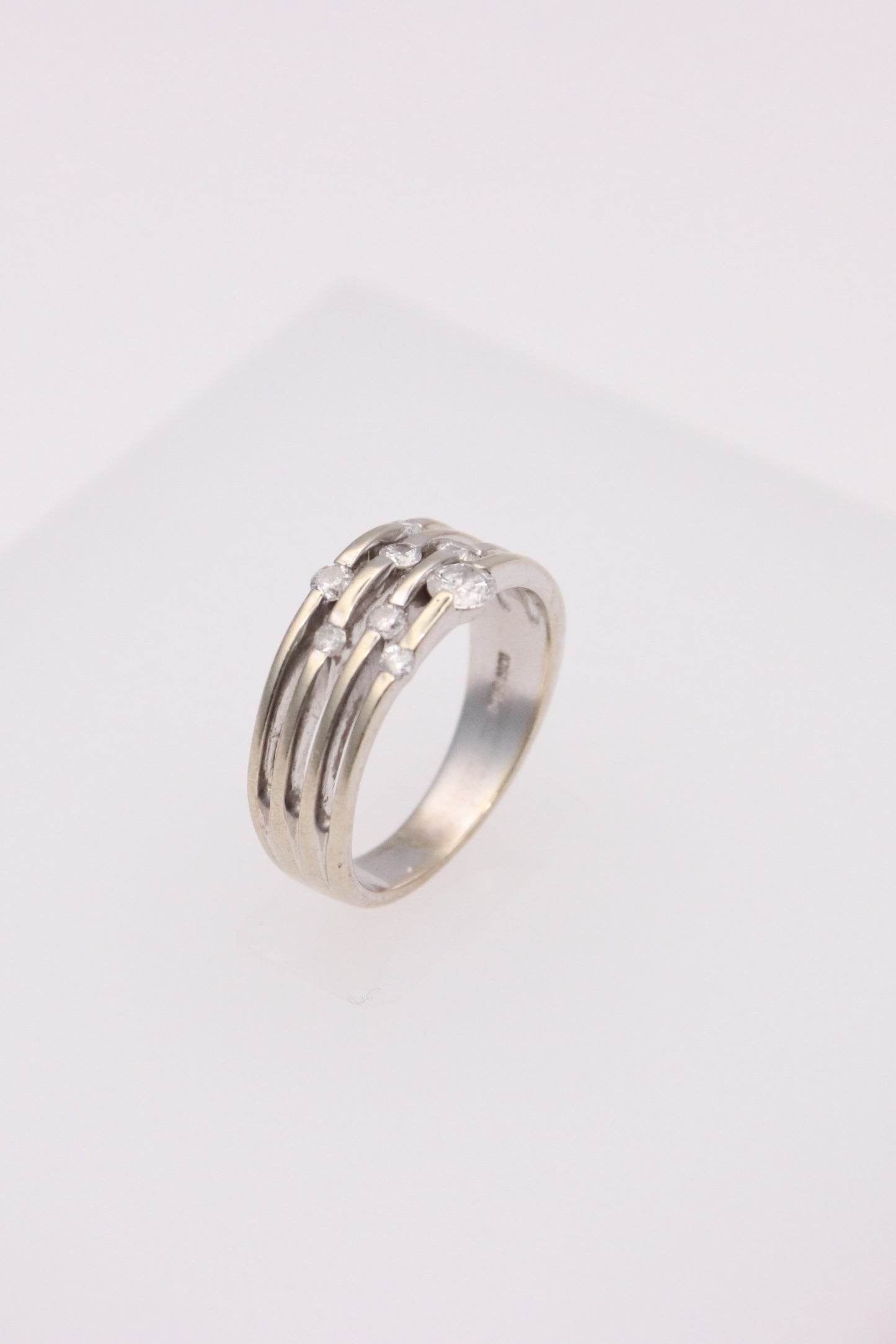 10K White Gold Diamond Layered Band
