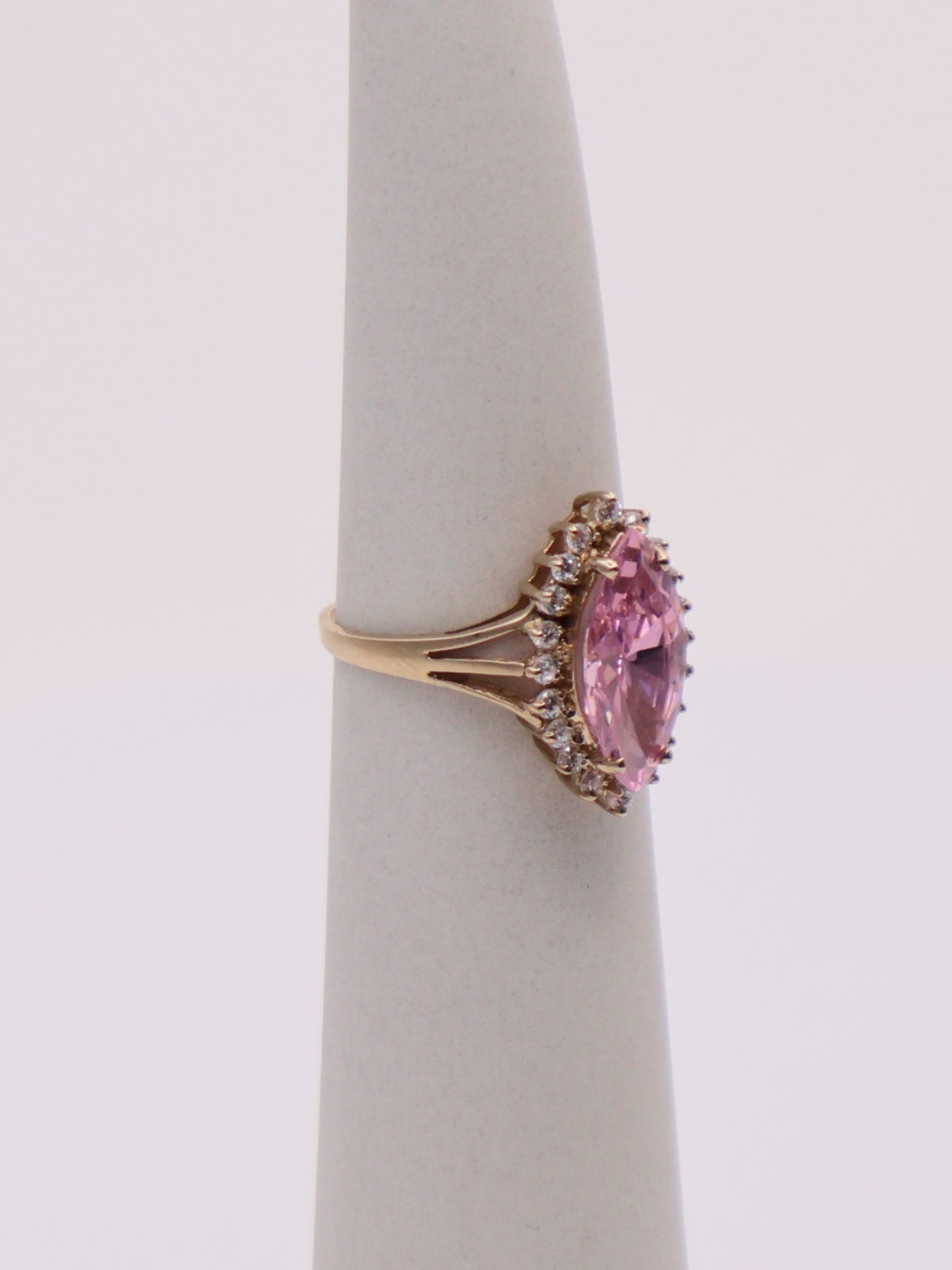 10k Pink Marquise & CZ Ring
