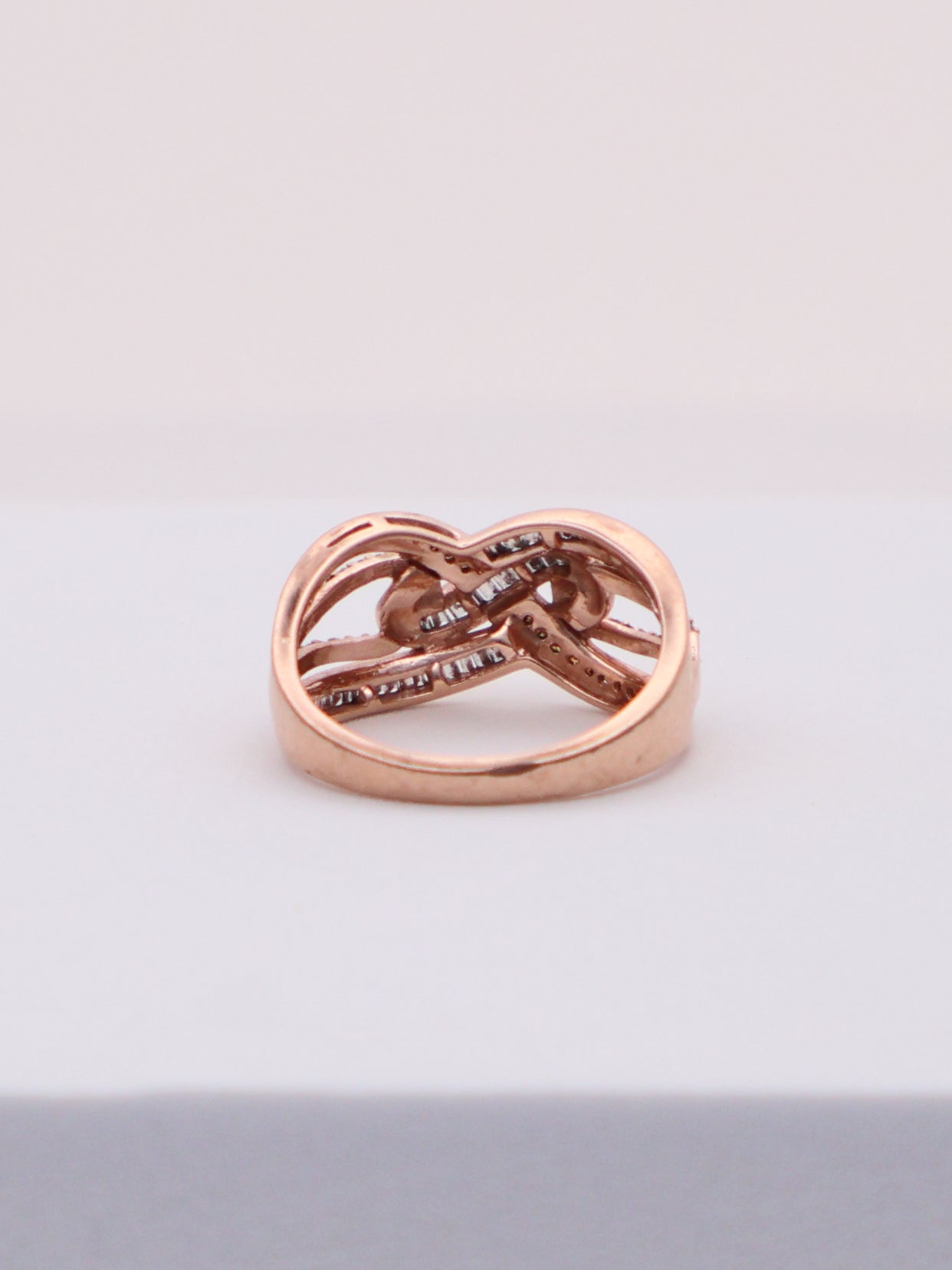 10k Rose Gold White & Chocolate Diamond Knot Ring