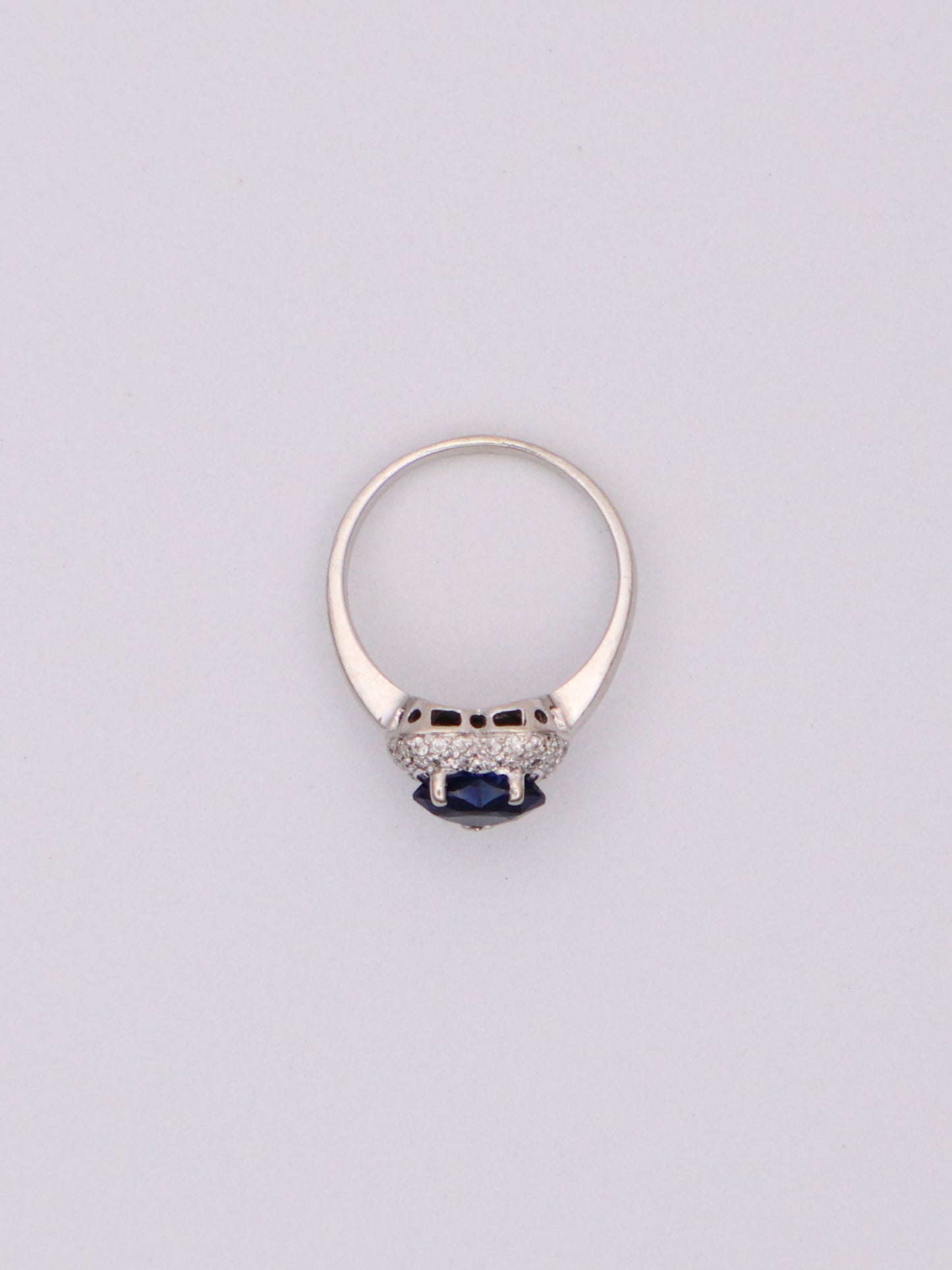 14k White Gold Sapphire Heart & Diamond Ring