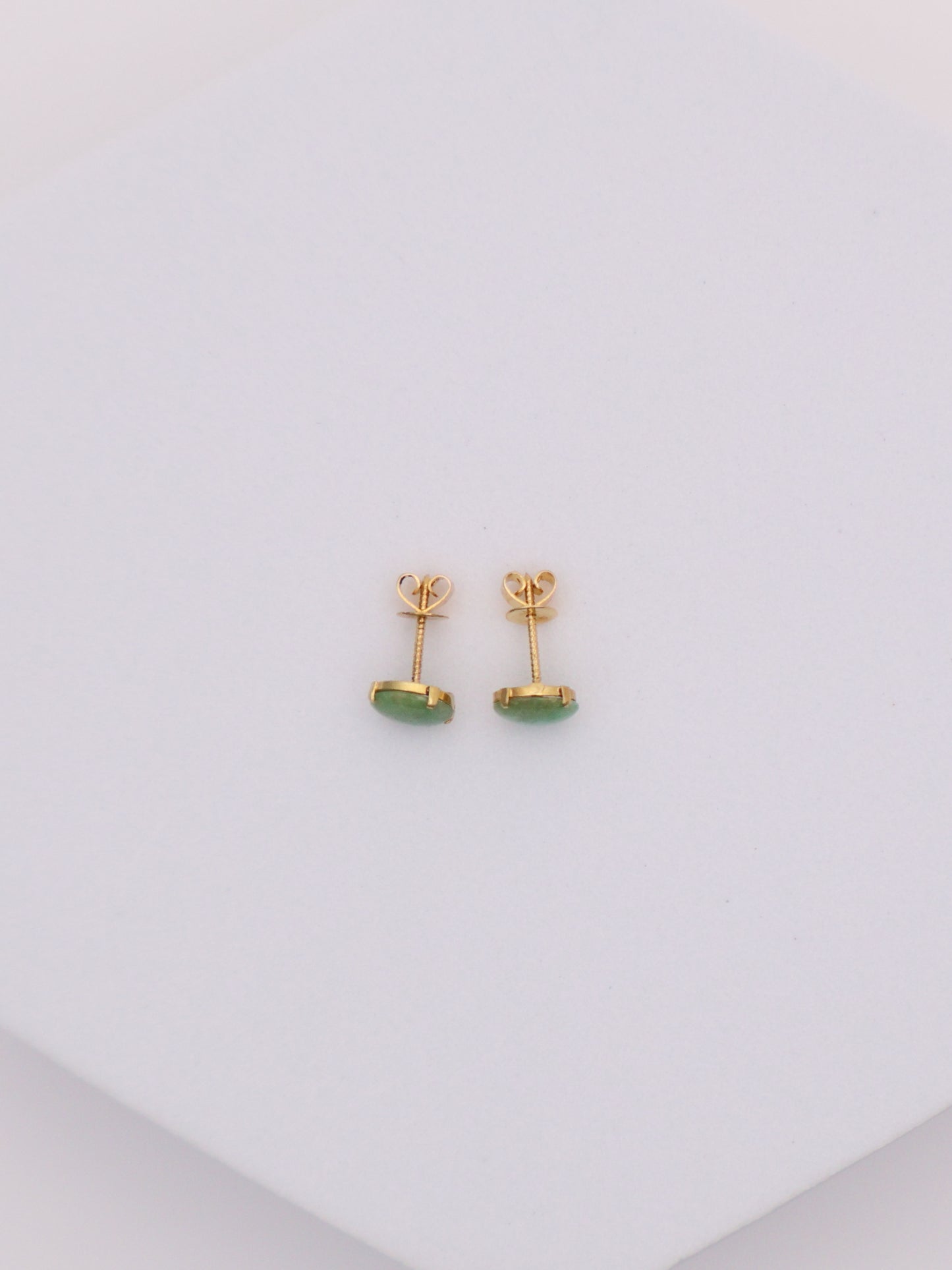 14k Gold Round Jade Studs