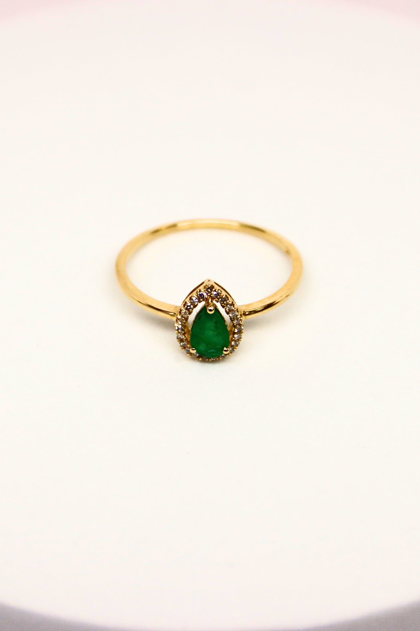 14k Pear Emerald Ring