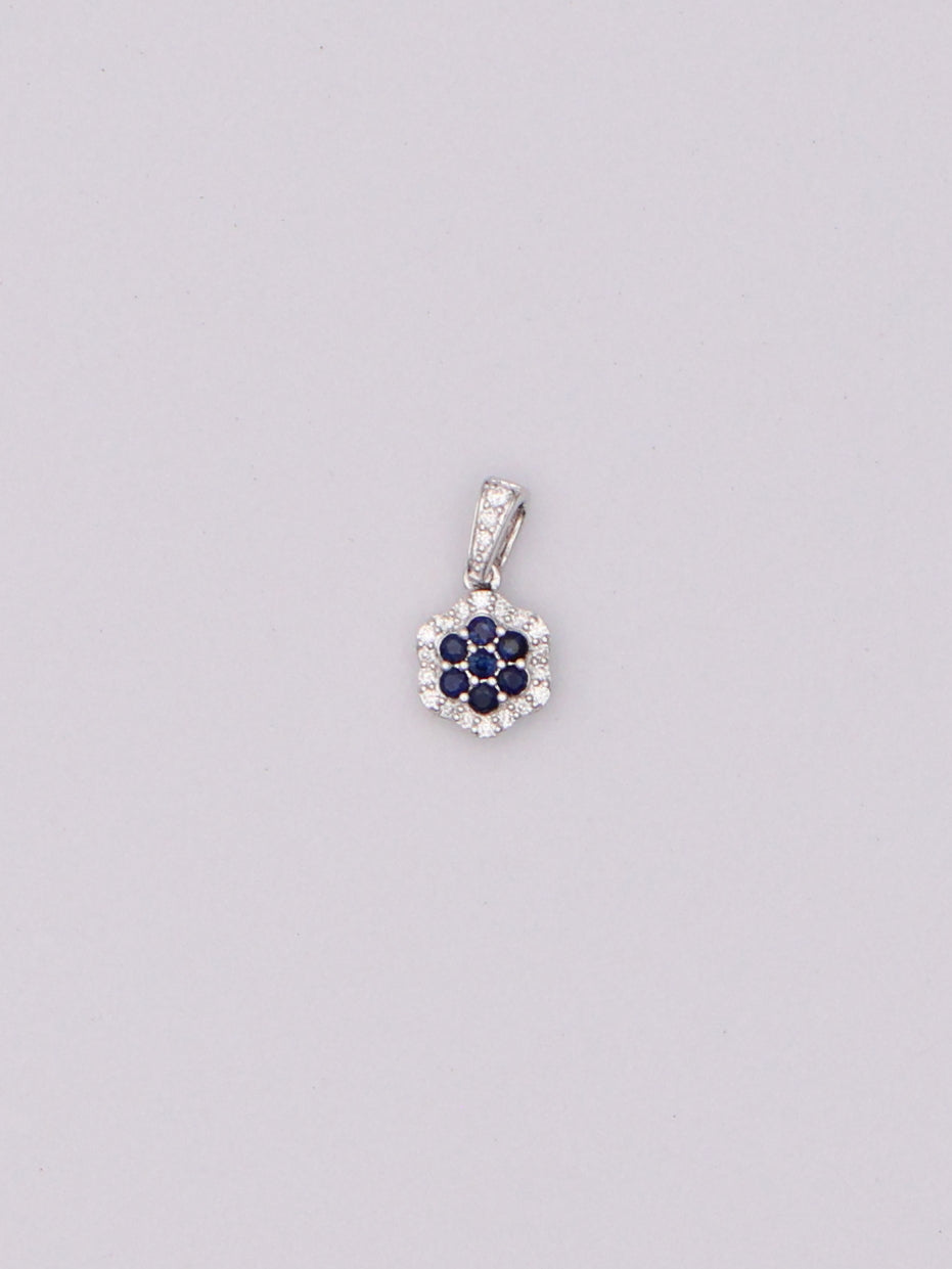 14k WG Diamond & Blue Floral Pendant