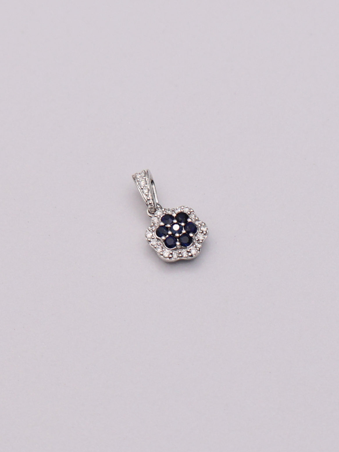 14k WG Diamond & Blue Floral Pendant