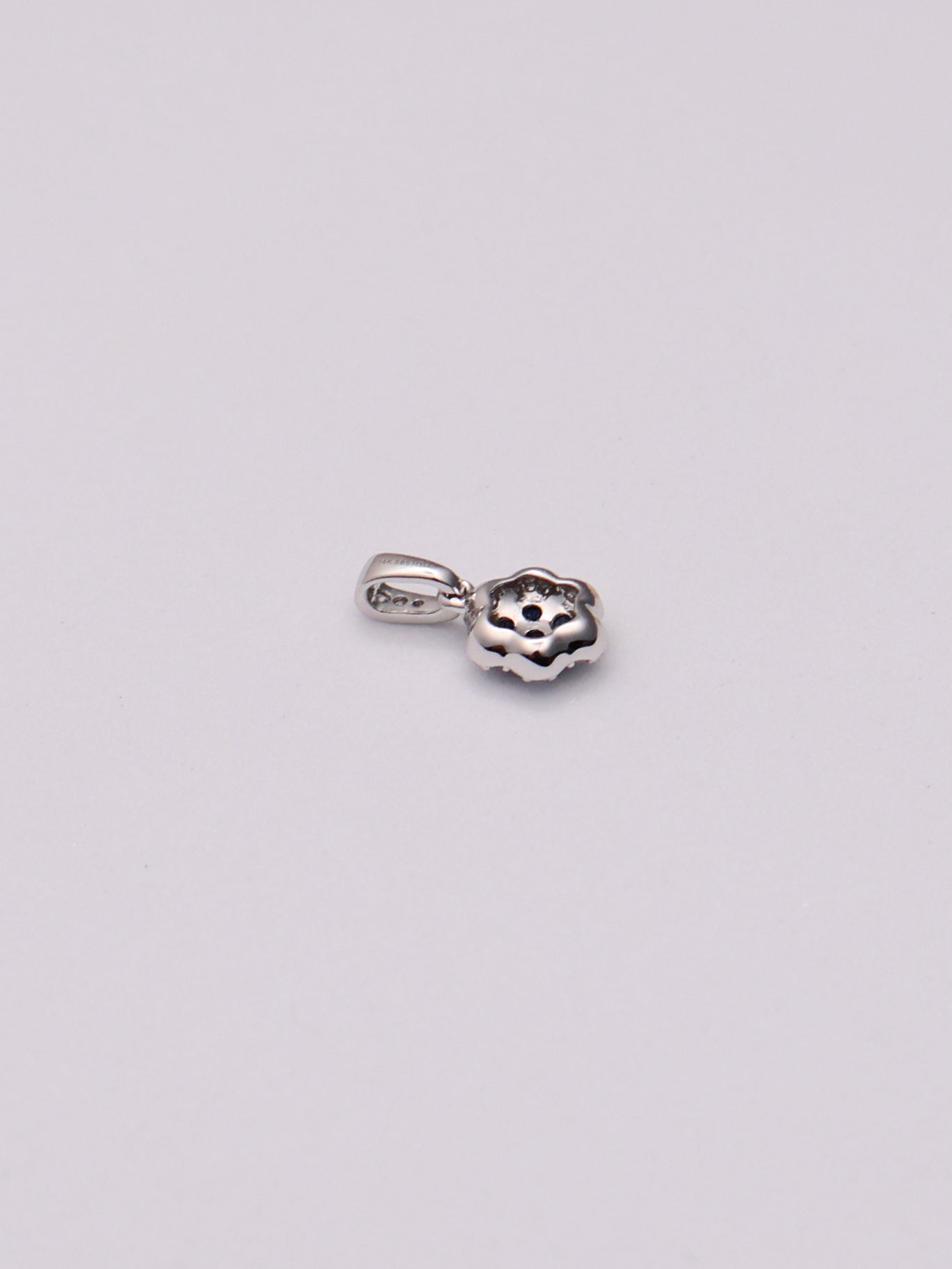 14k WG Diamond & Blue Floral Pendant