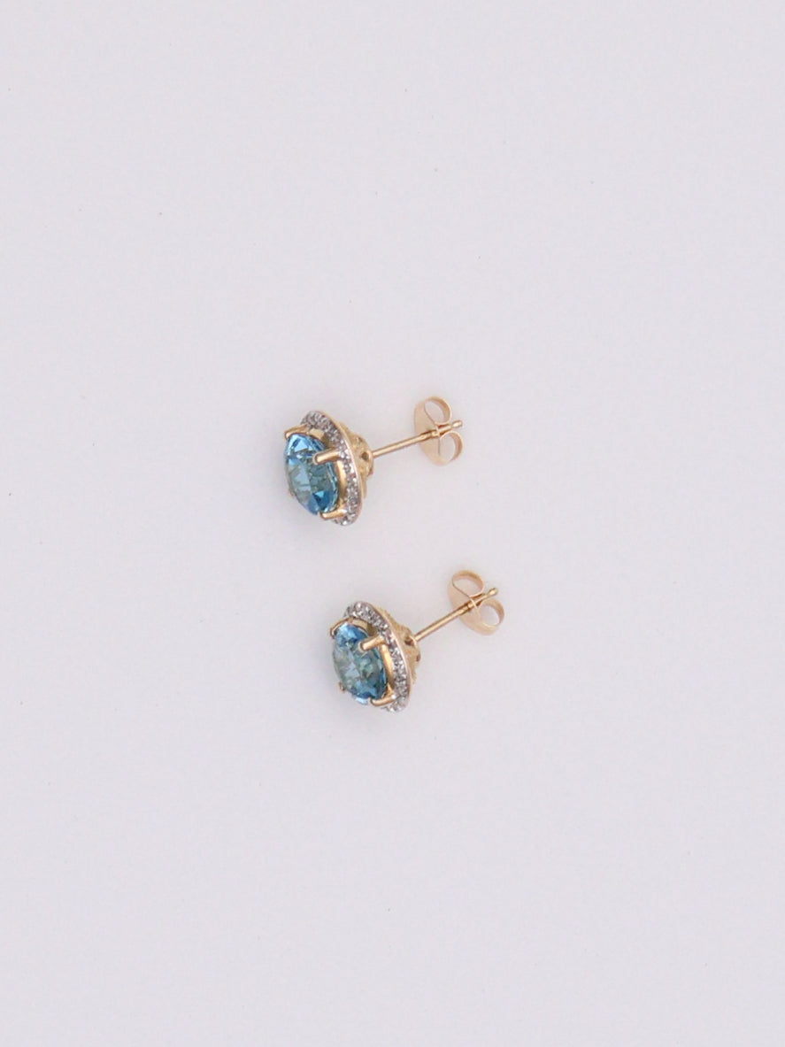 14k Gold Blue Stud Earrings