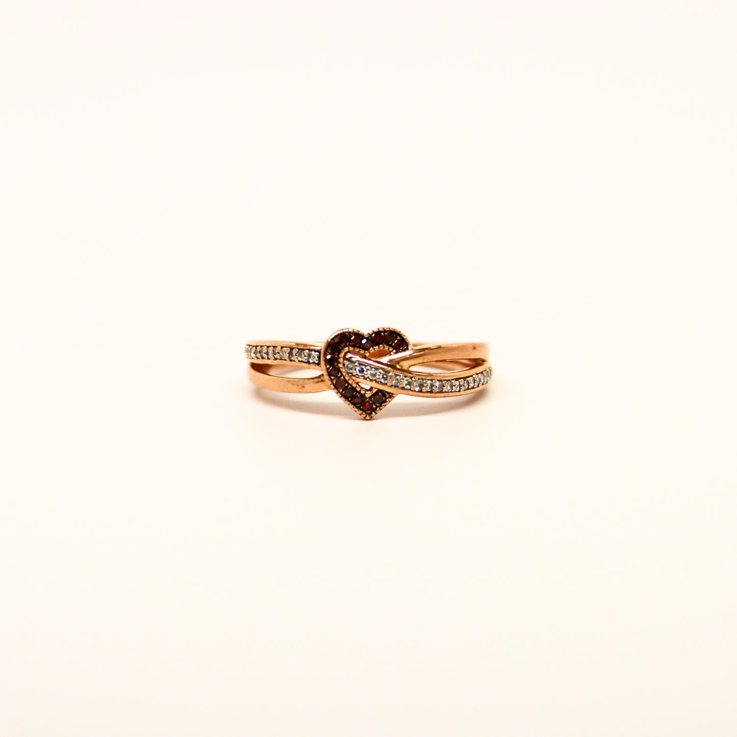 10k RG Diamond Heart Ring