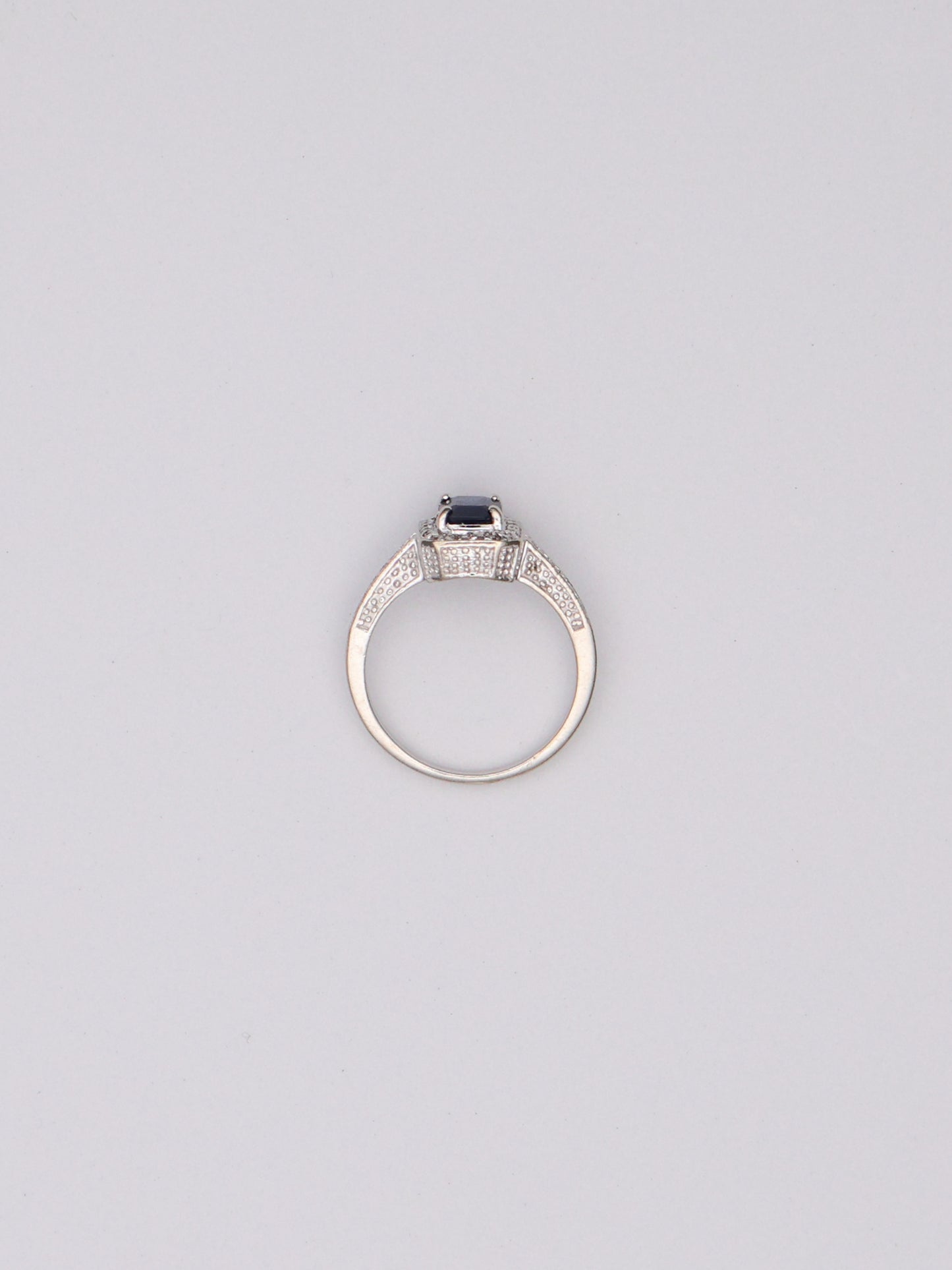 14k WG Blue Stone & Diamond Ring