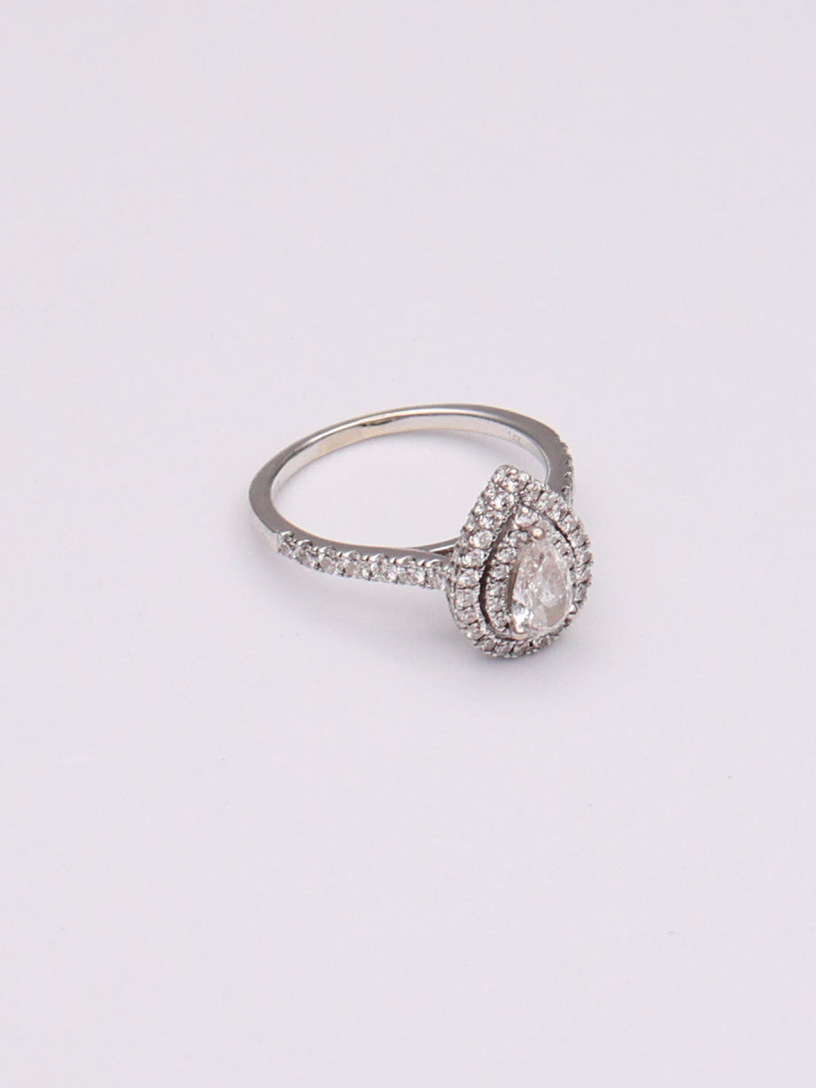 14k Vera Wang White Gold Pear Diamond Ring