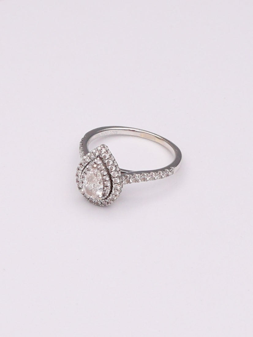 14k Vera Wang White Gold Pear Diamond Ring