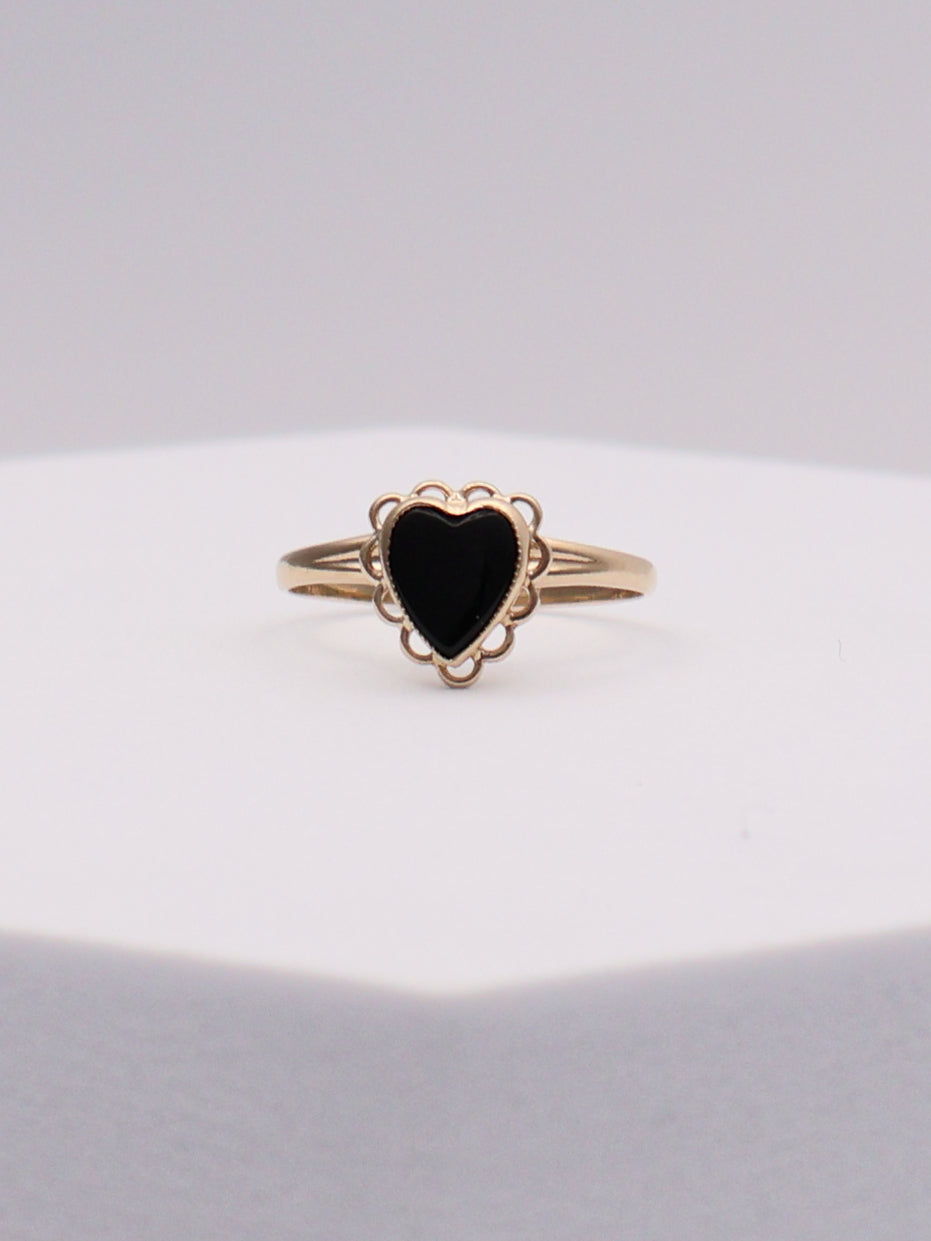 10k Black Heart Ring