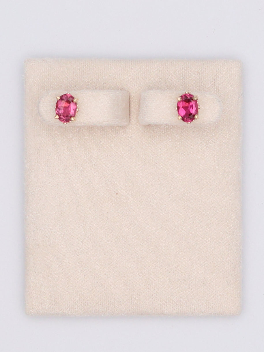 14k Pink Oval Stud Earrings