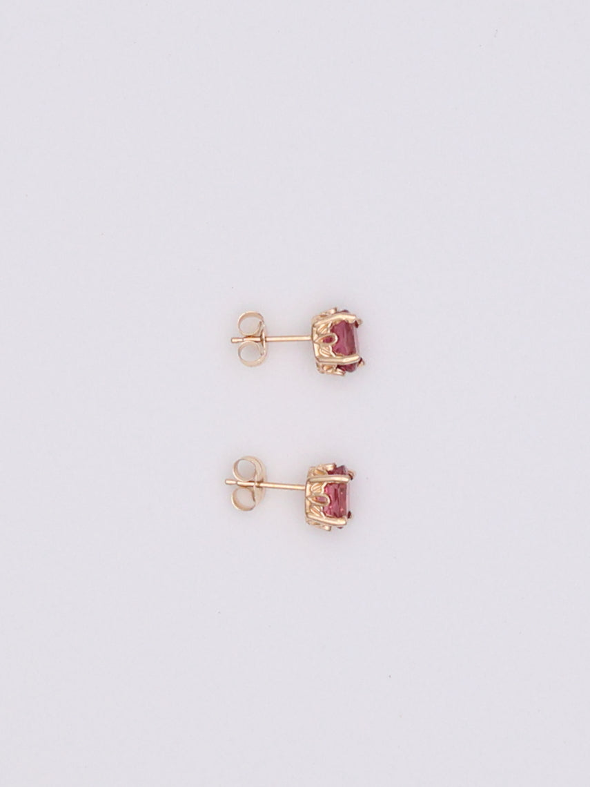 14k Pink Oval Stud Earrings