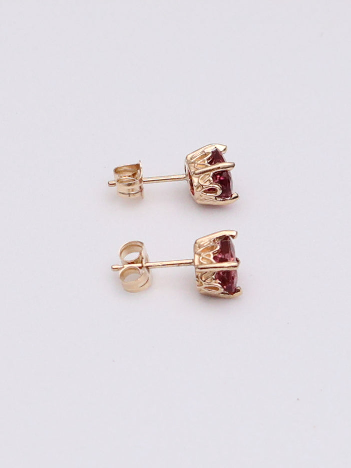 14k Pink Oval Stud Earrings