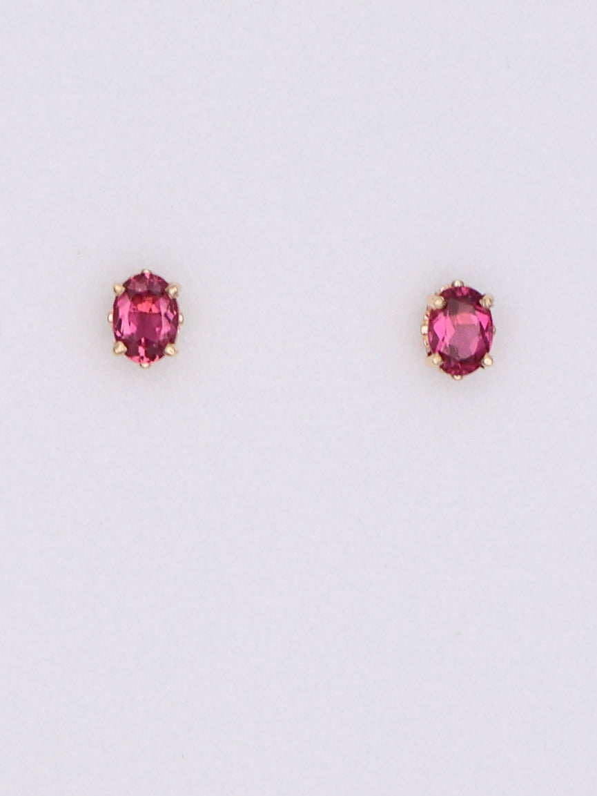 14k Pink Oval Stud Earrings