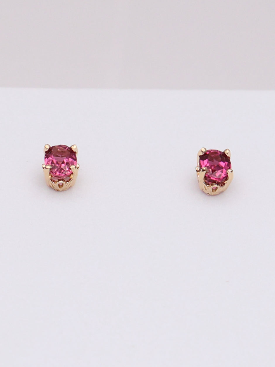 14k Pink Oval Stud Earrings