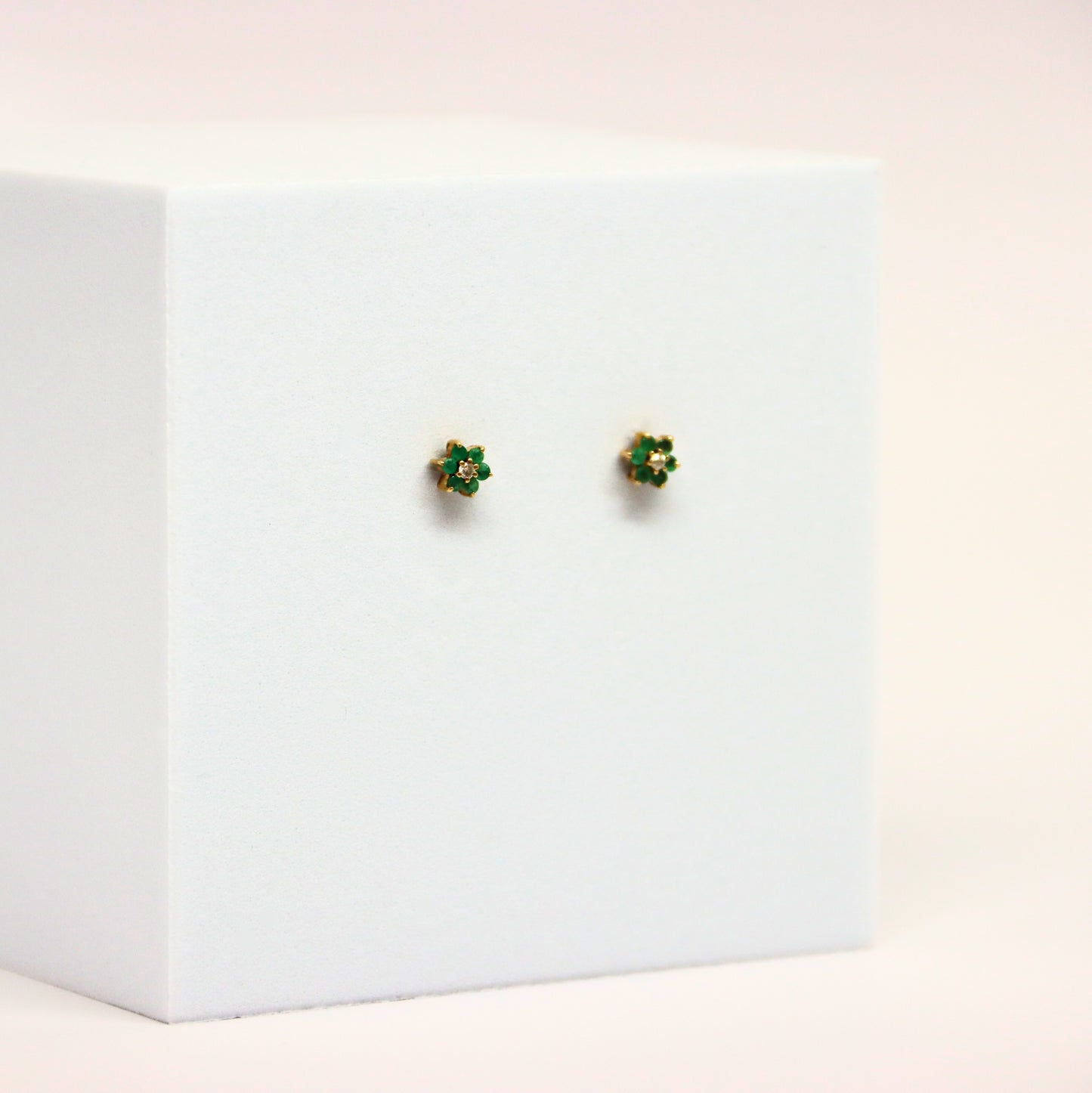 14k Green Flower Studs