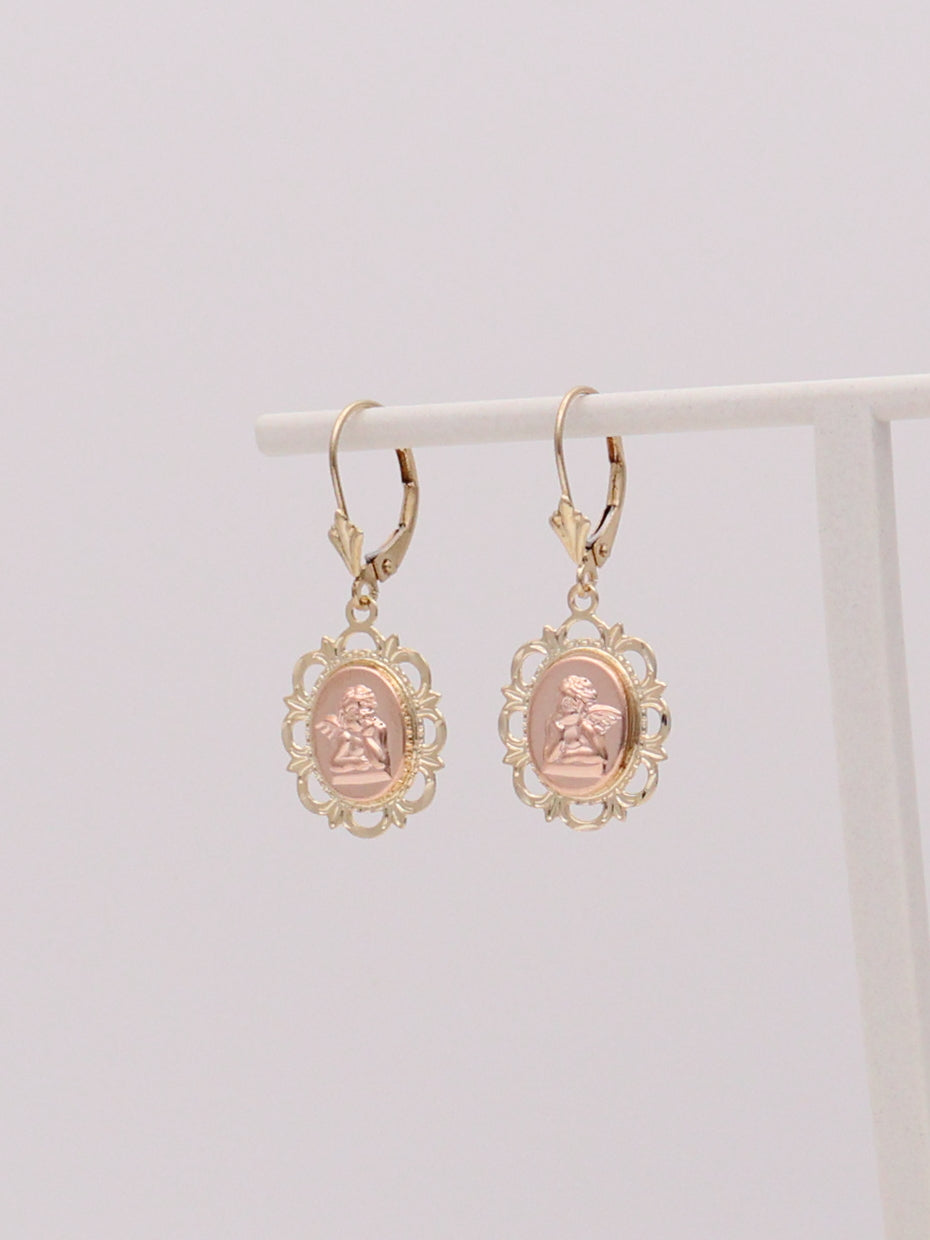 14k Angel Cameo Earrings