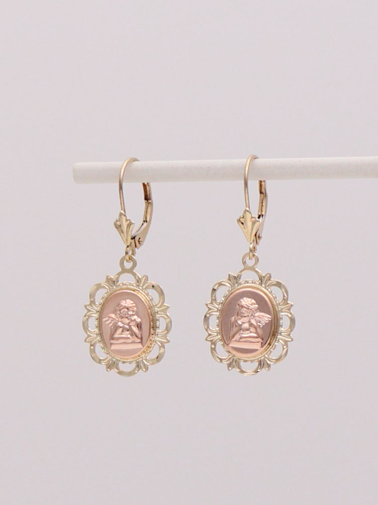 14k Angel Cameo Earrings