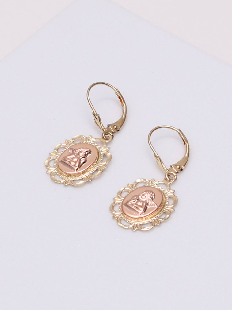 14k Angel Cameo Earrings