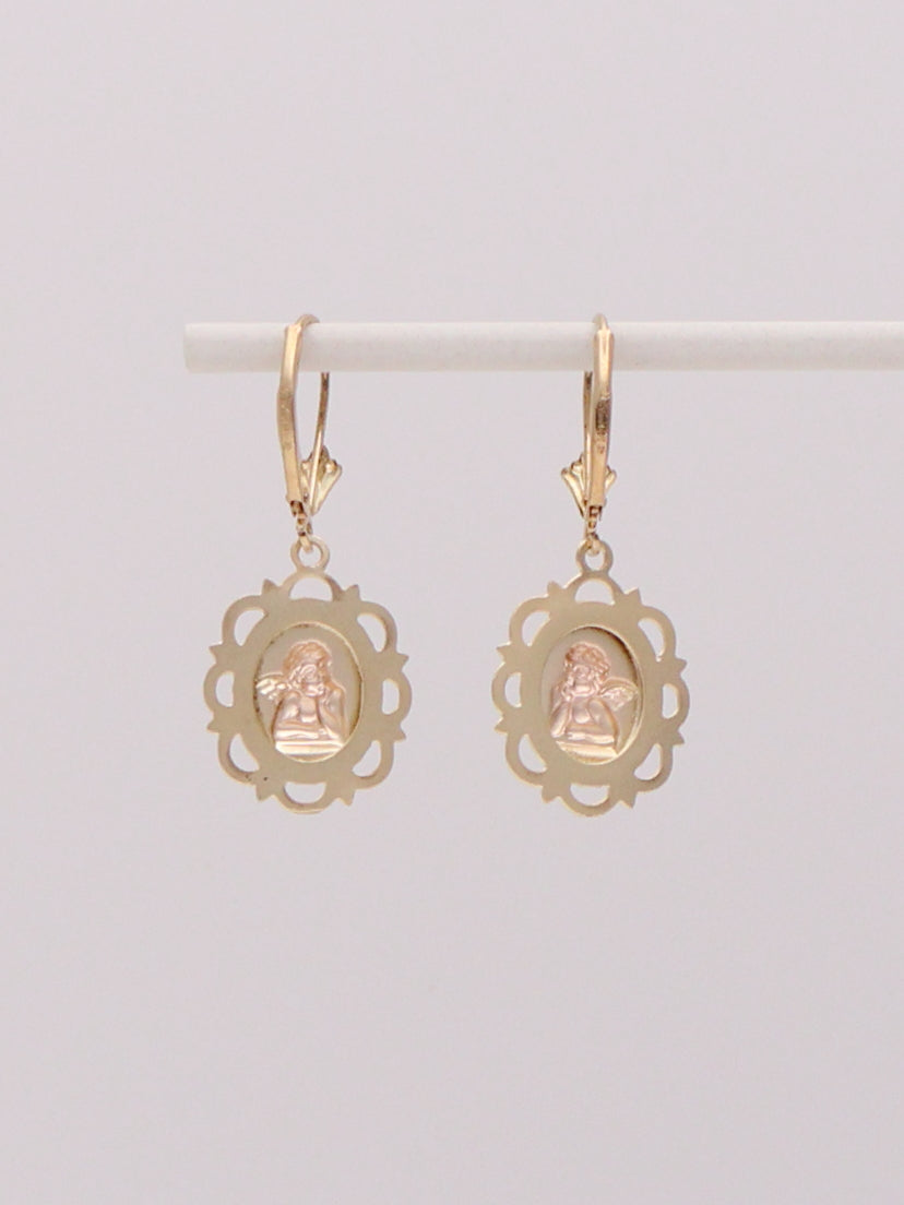 14k Angel Cameo Earrings