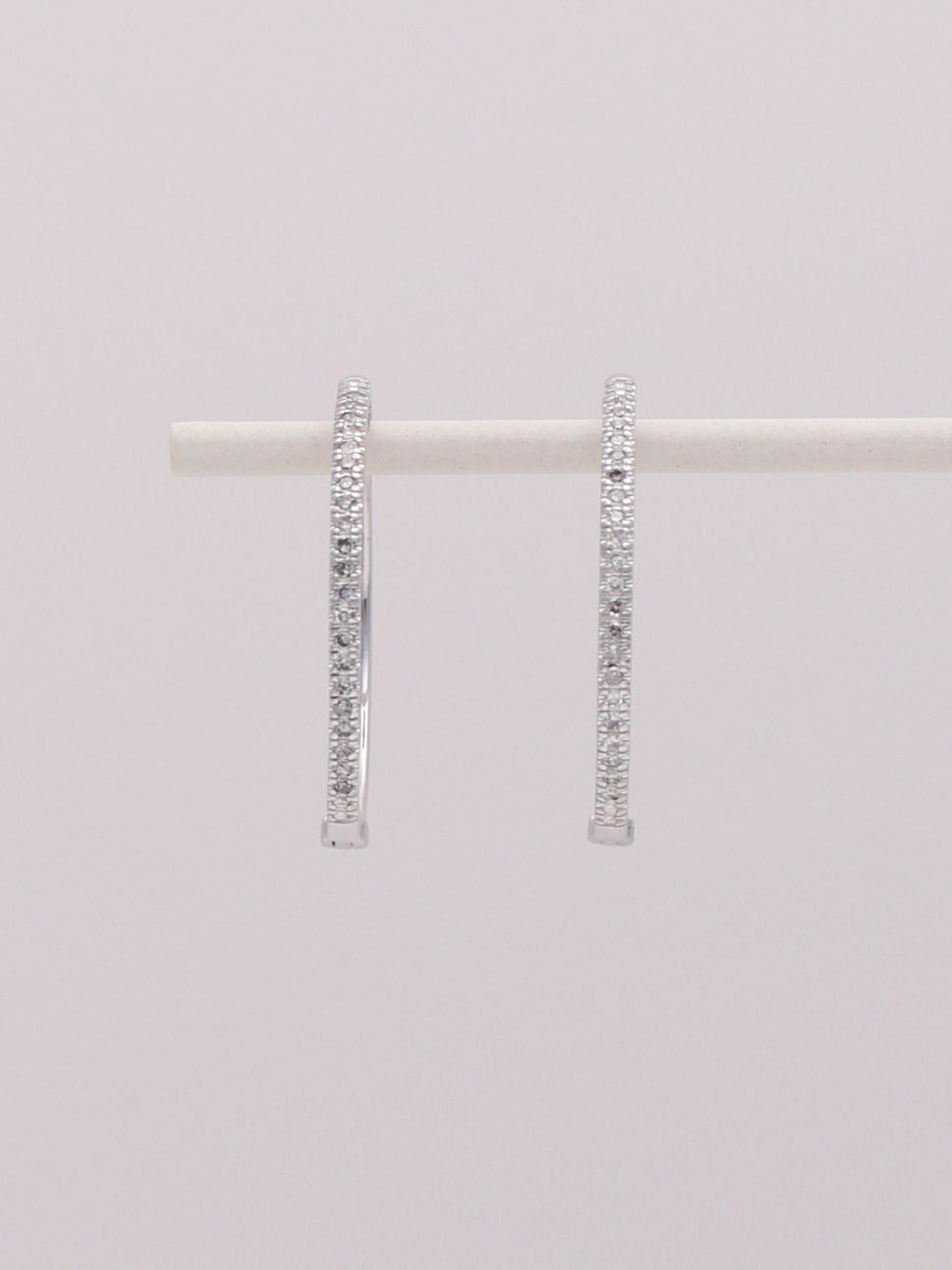 10k White Gold Diamond Hoops