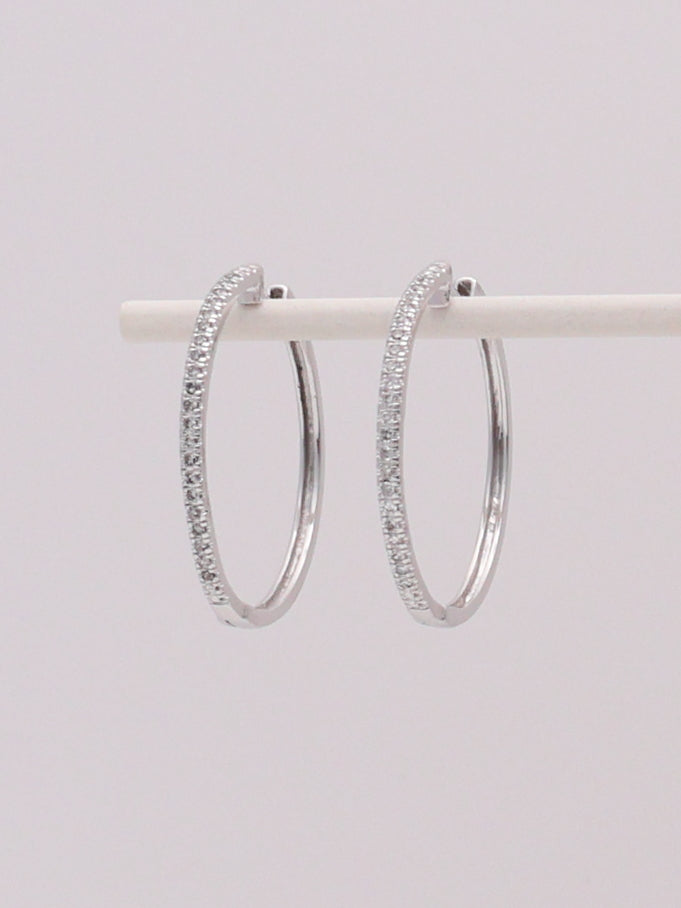 10k White Gold Diamond Hoops