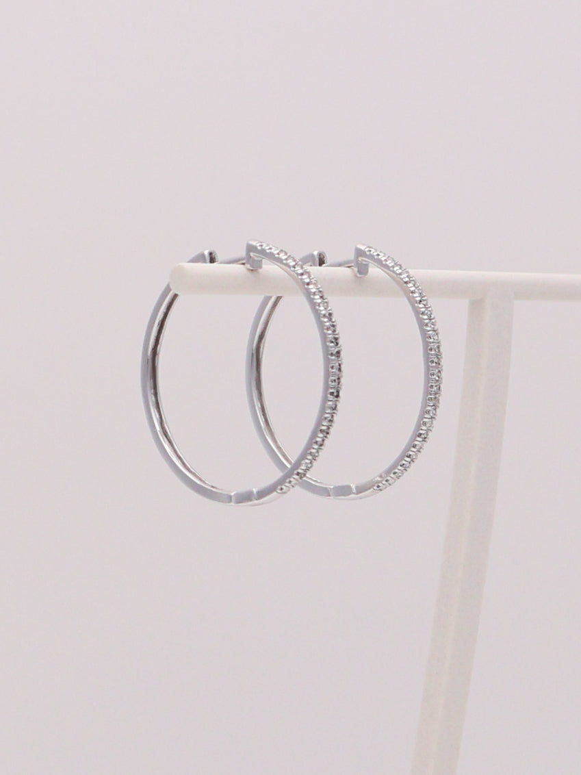 10k White Gold Diamond Hoops