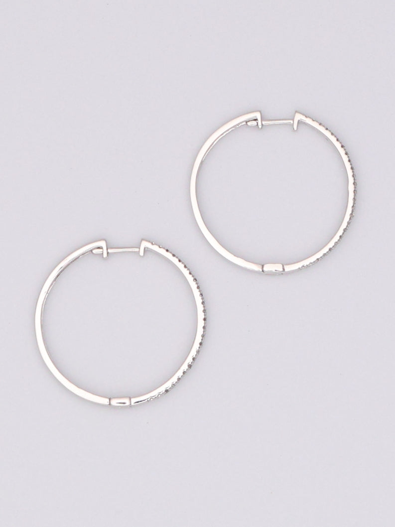 10k White Gold Diamond Hoops