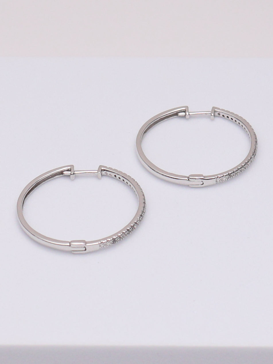 10k White Gold Diamond Hoops