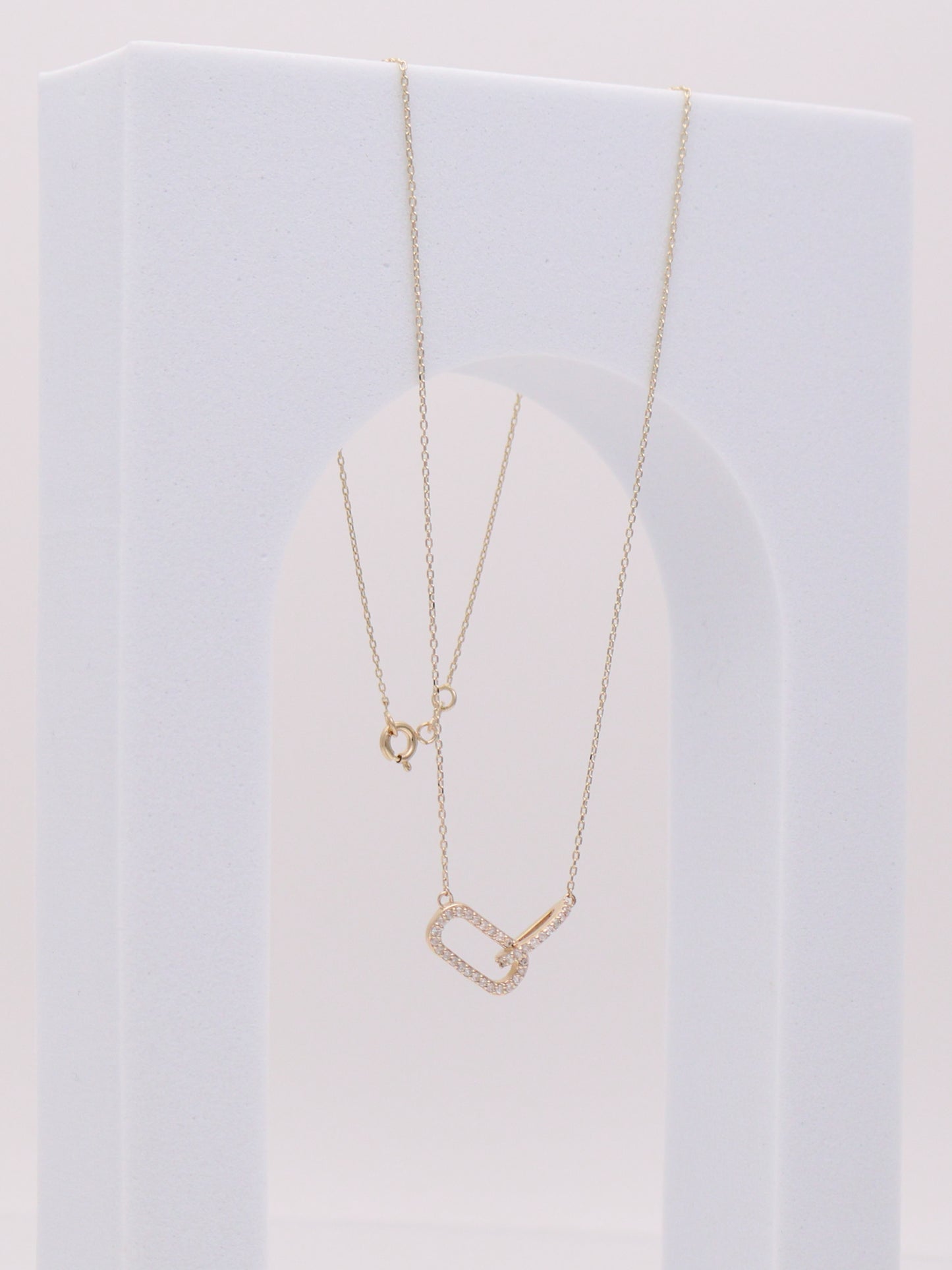 14k Diamond Rectangle Link Necklace